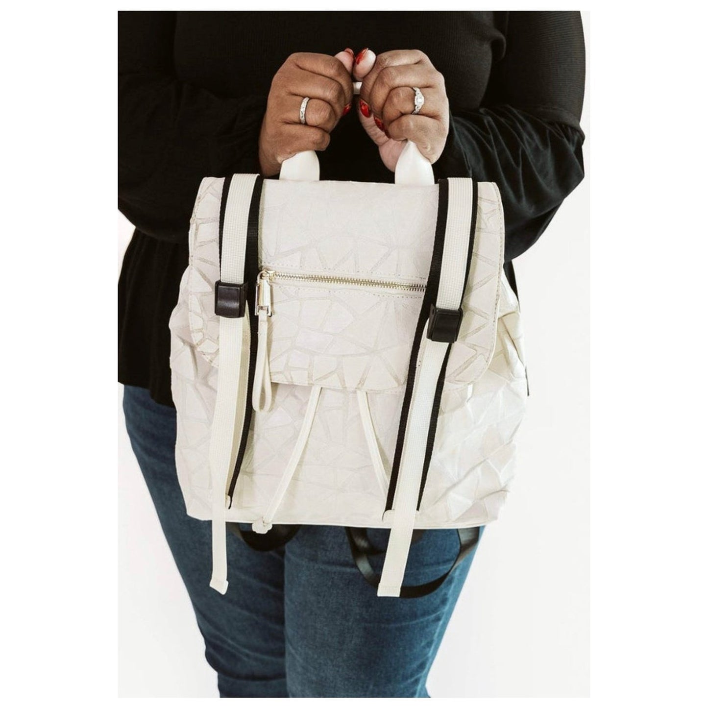 Golden Gate Backpack Purse | White Geo