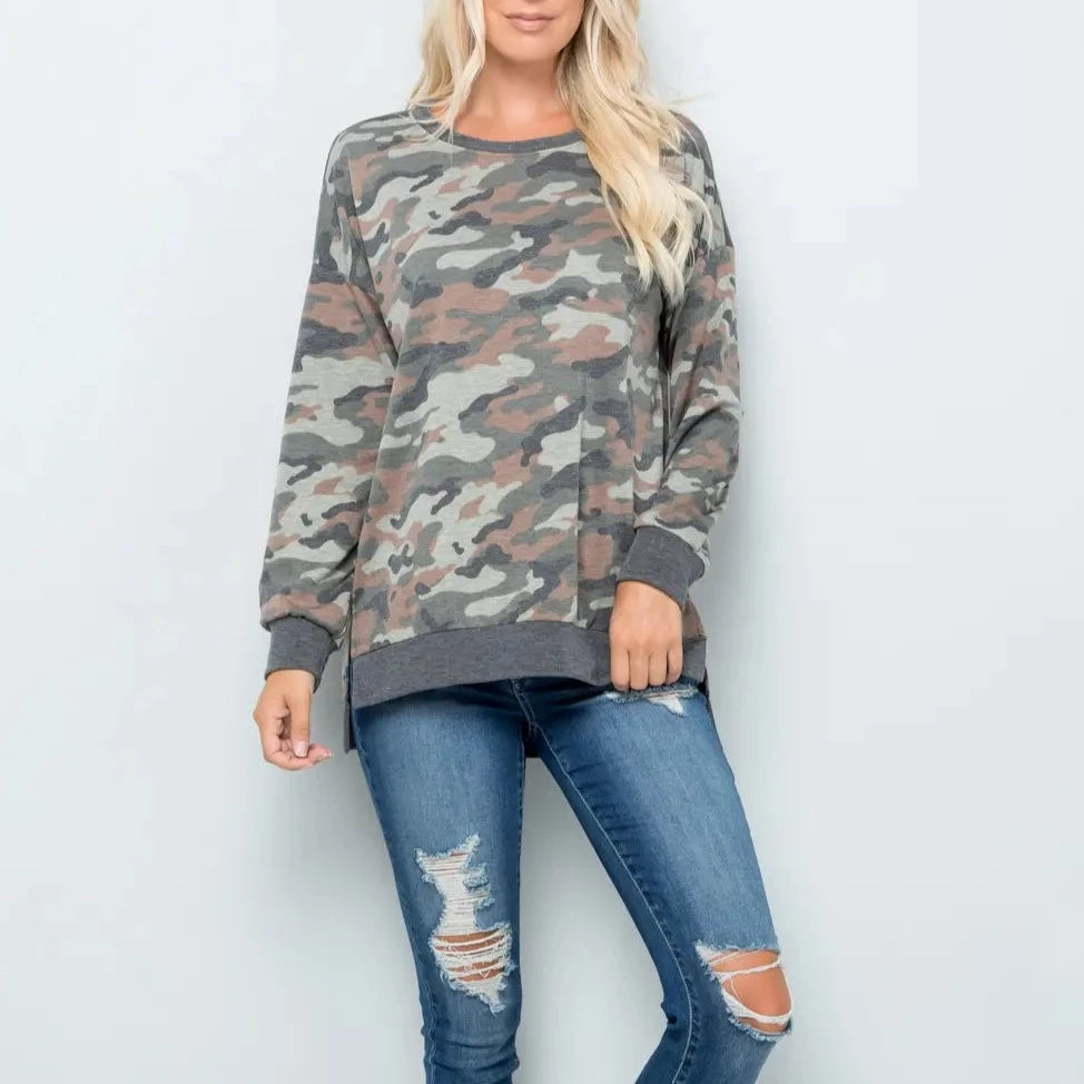 Long sleeve camo top