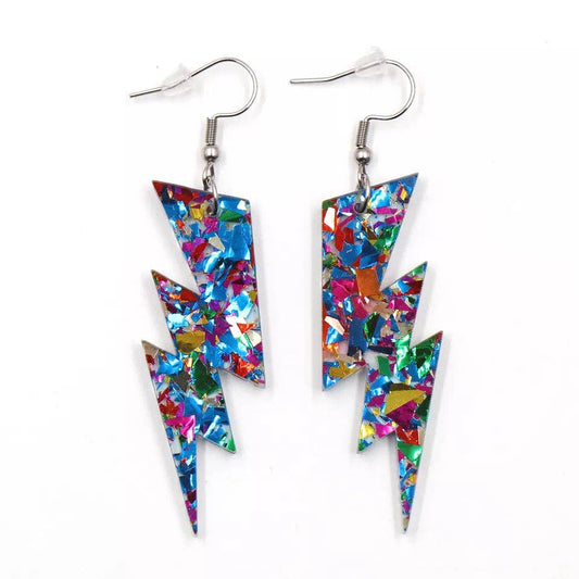 Colorful Lighting Bolt Dangle Earrings