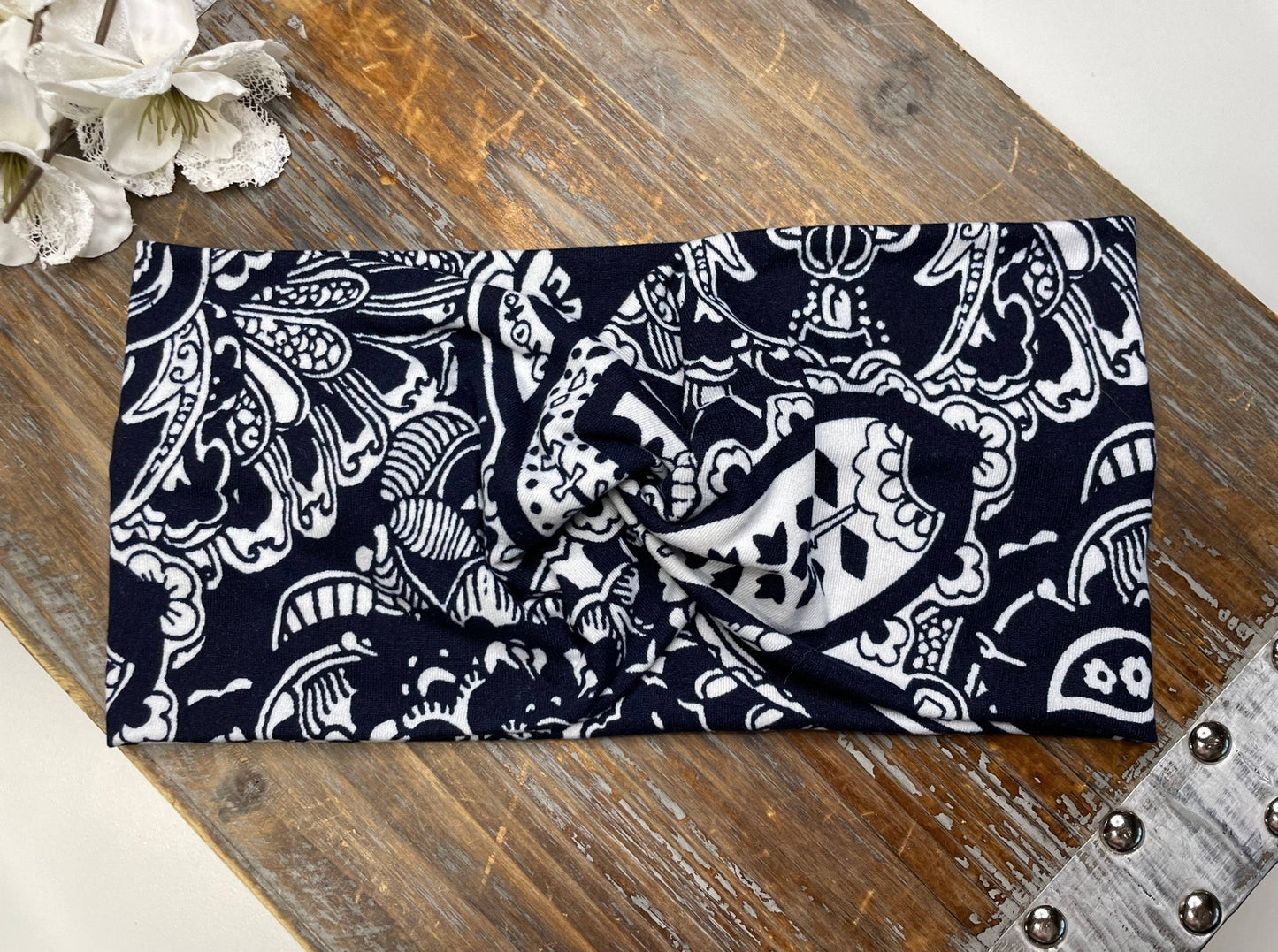 Floral wide twisted headband