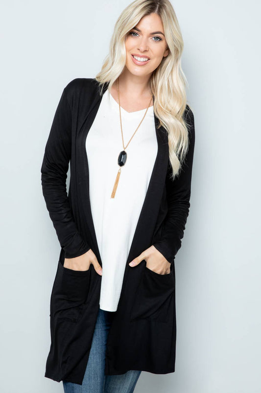 CT43507 - SOLID LONG SLEEVE CARDIGAN - Regular Size