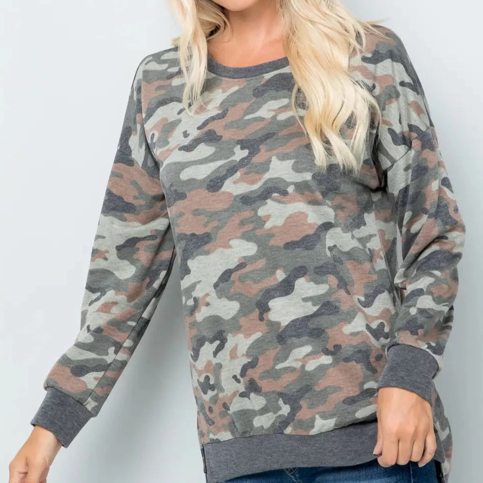 Long sleeve camo top