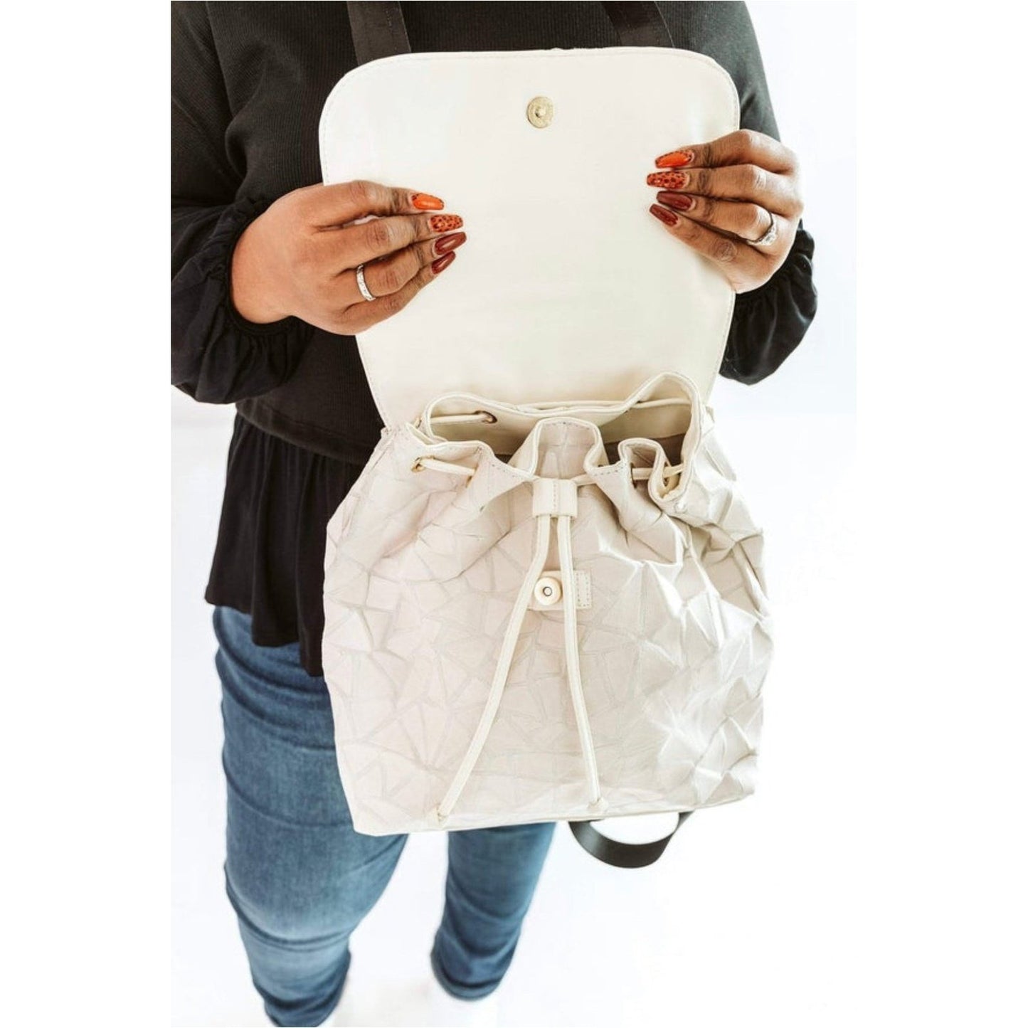 Golden Gate Backpack Purse | White Geo