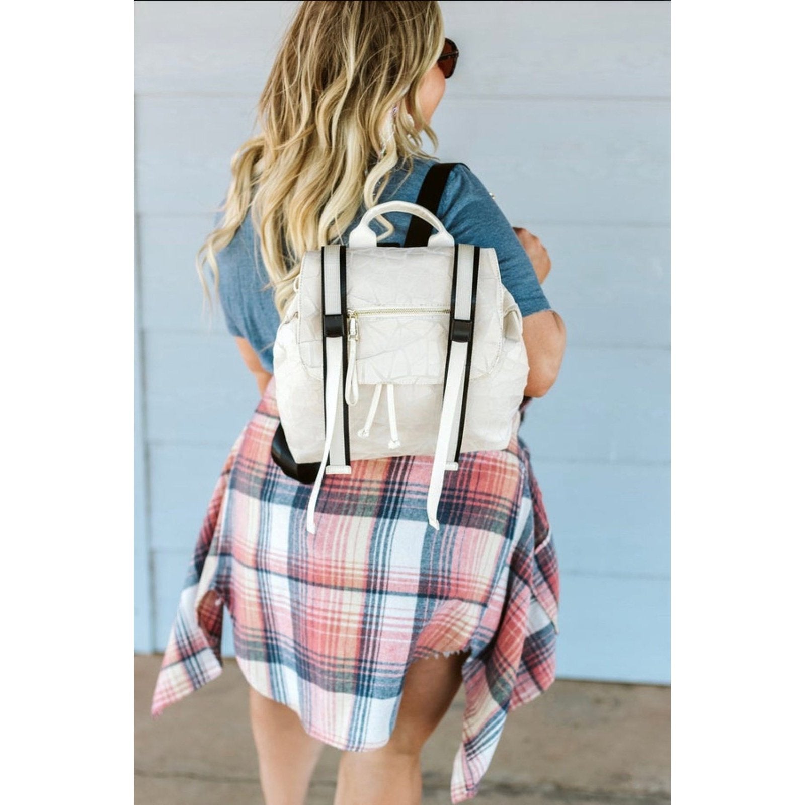 Golden Gate Backpack Purse | White Geo