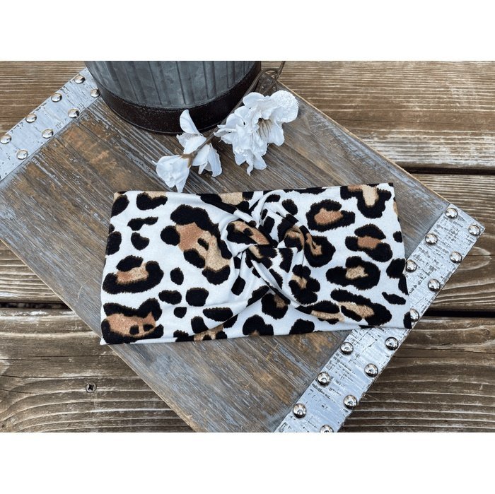 Women’s Wide Headband | White and Brown Leopard